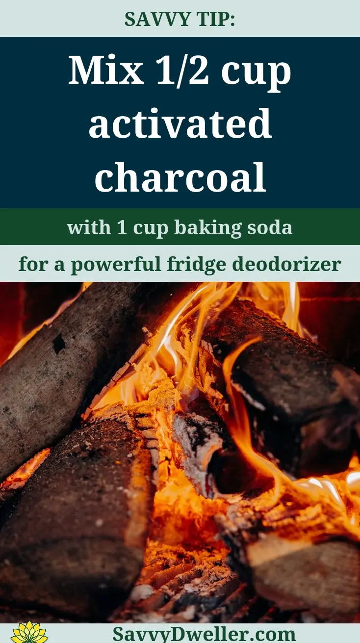 Activated charcoal mixed with baking soda for effective odor absorption in the fridge.