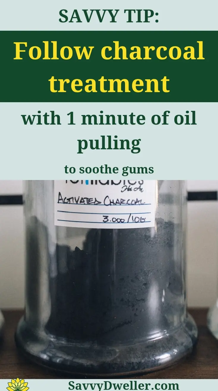 Activated charcoal treatment for teeth whitening and gum soothing