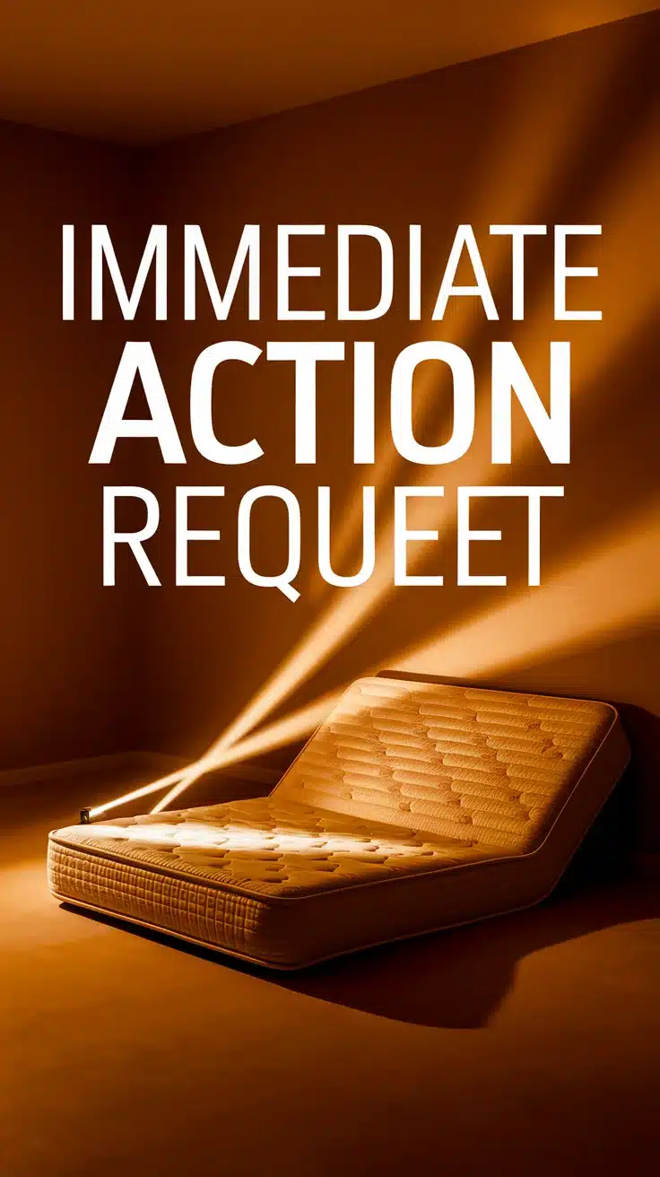 A mattress in a room emphasizing immediate action against bed bugs.