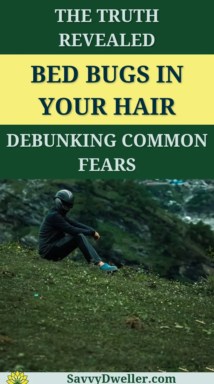 Illustration of a person sitting outdoors, exploring the myth of bed bugs living in hair.