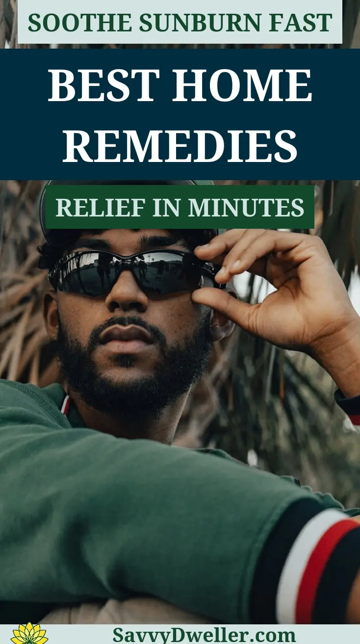 A person wearing sunglasses, representing home remedies to soothe sunburn.