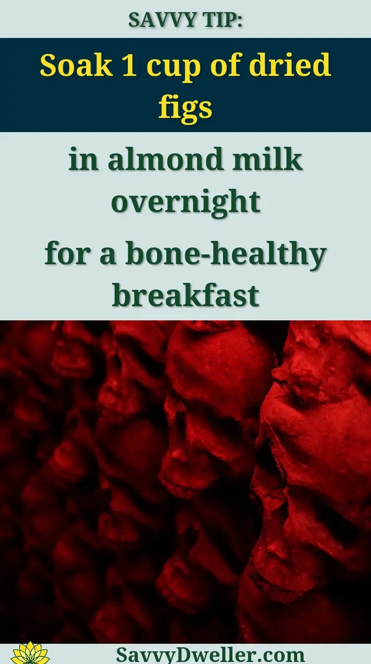 Dried figs submerged in almond milk, rich in calcium for strong bones.