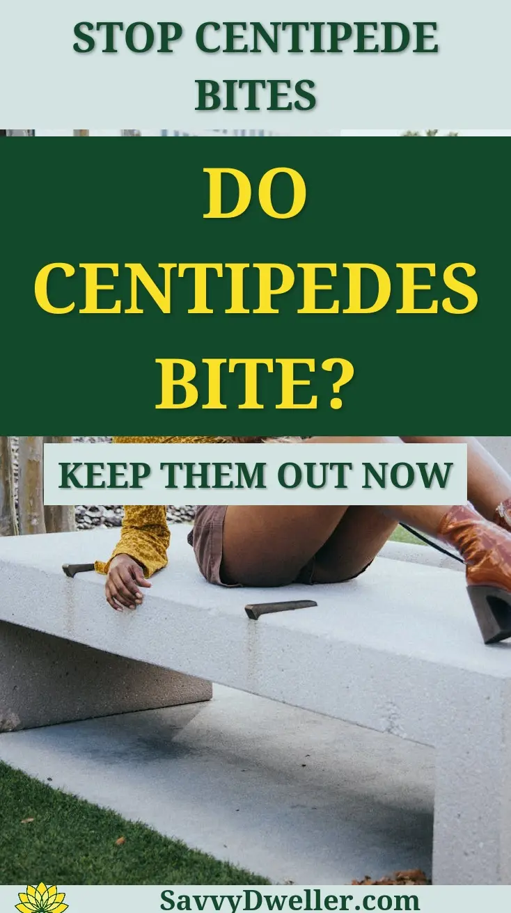 A person sitting on a bench outdoors, questioning do centipedes bite, related to centipede bite prevention.