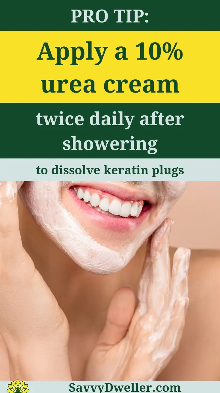 Applying a 10% urea cream for chicken skin treatment on arms