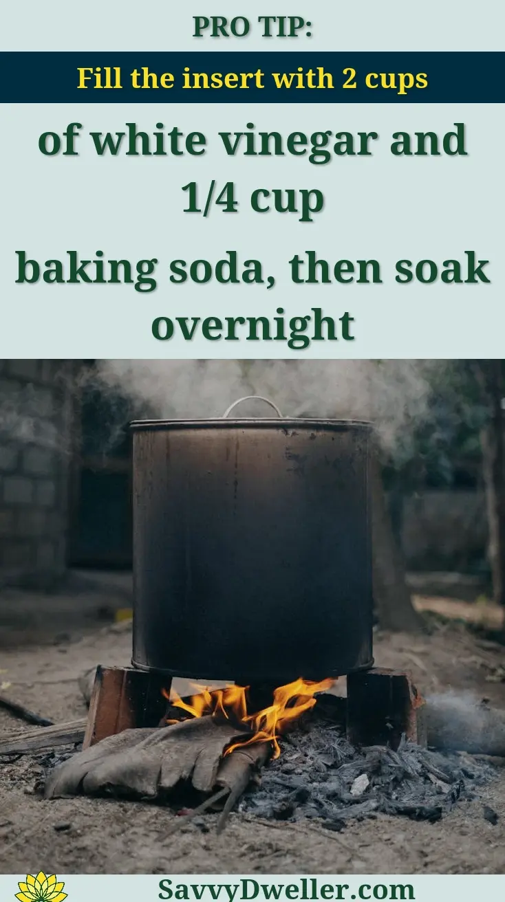 Image showing a cleaning tip for burnt Crock-Pots using vinegar and baking soda