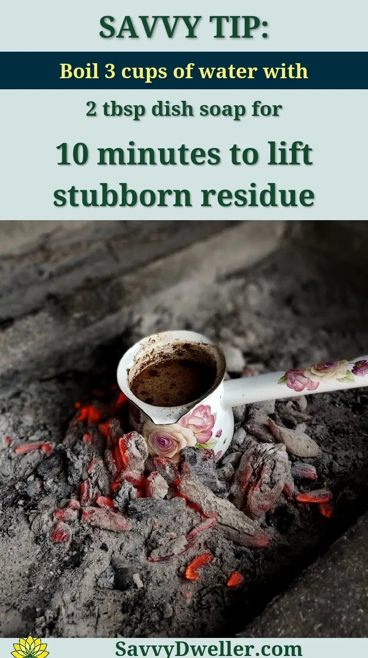 Boiling water and dish soap to clean a burnt Crock-Pot