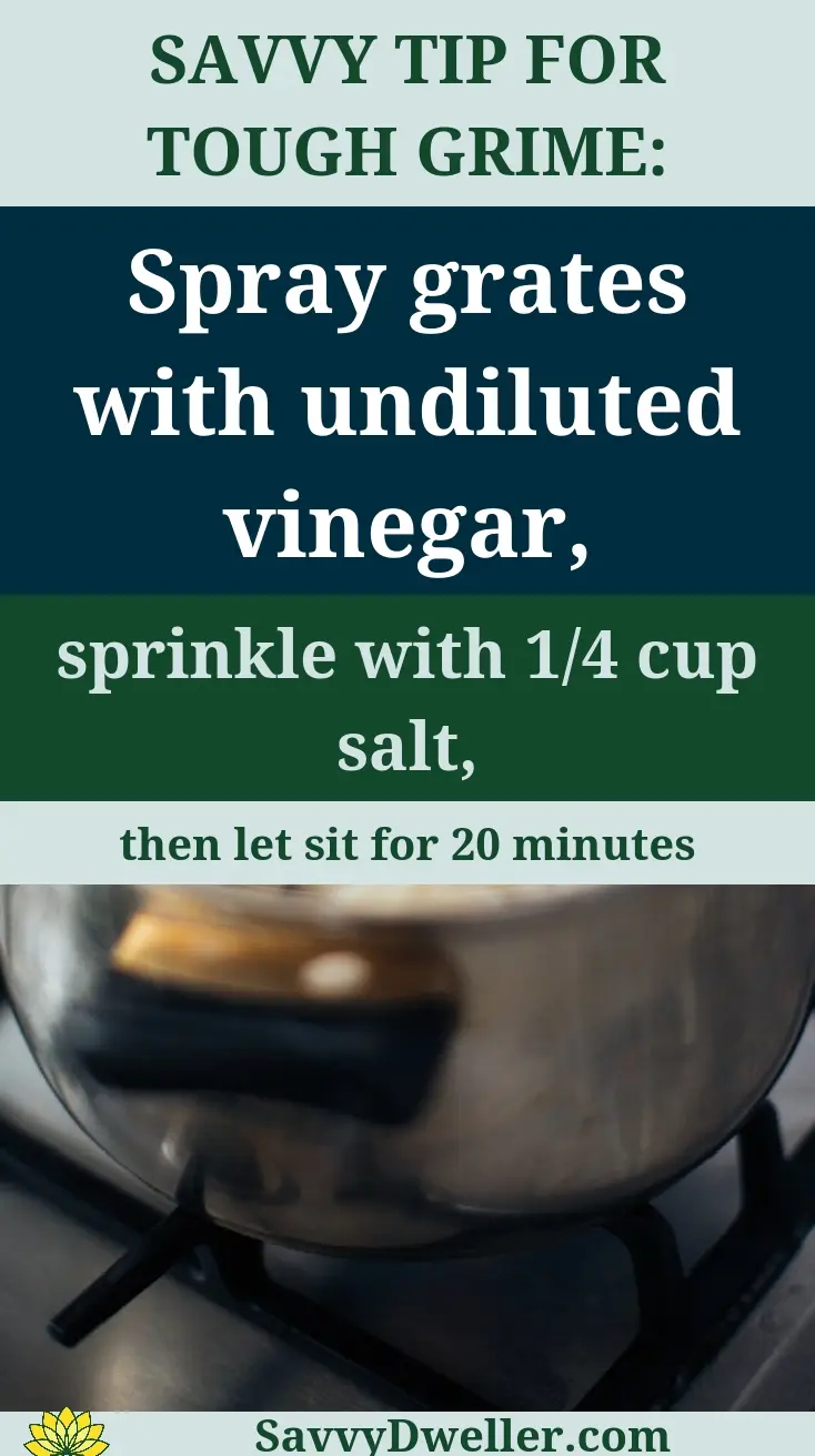 Cleaning a stovetop grate with vinegar and salt for effective results