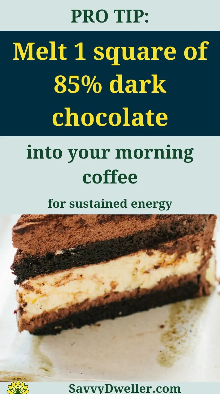 Melted dark chocolate in coffee for health benefits