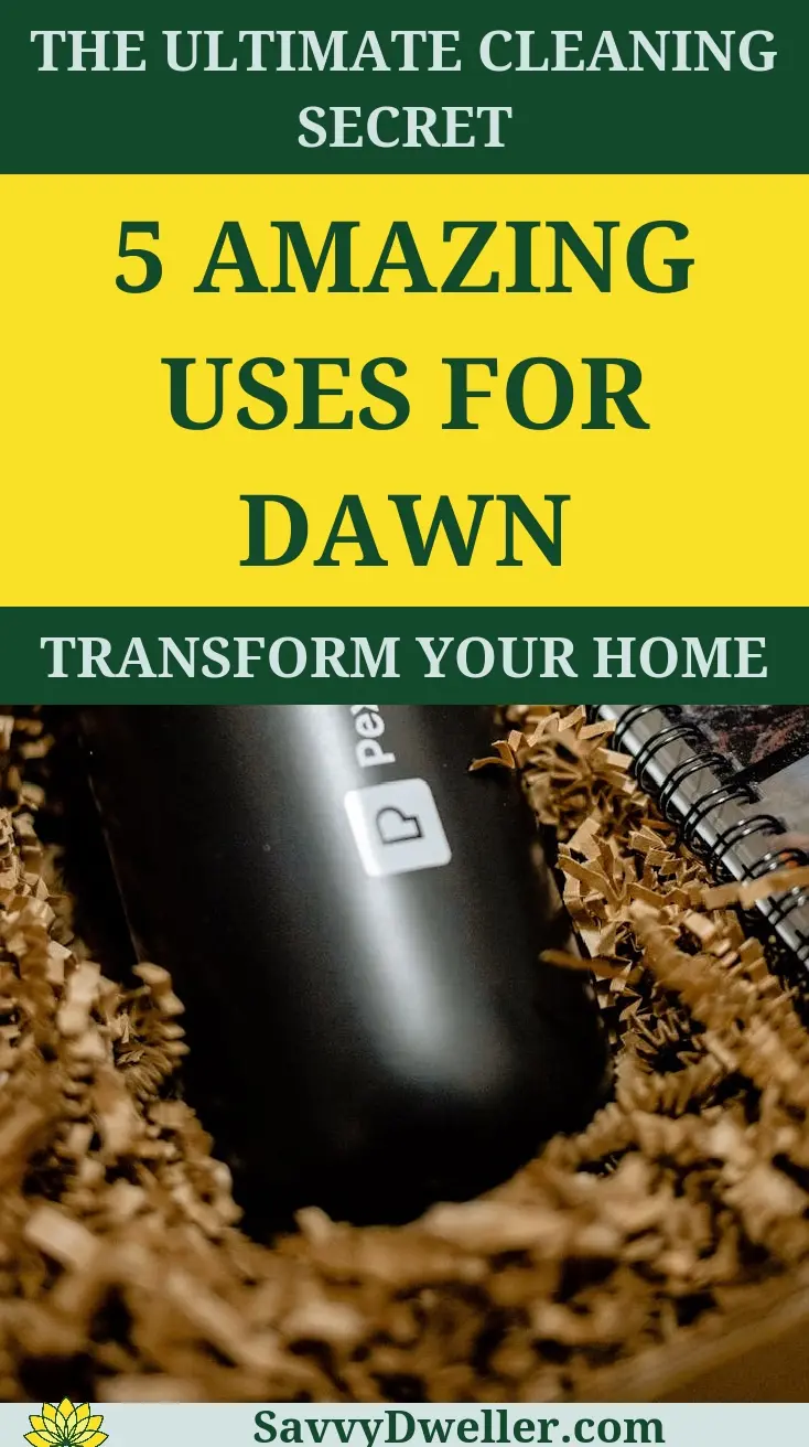 Dawn dish soap bottle among natural materials highlighting its versatile uses