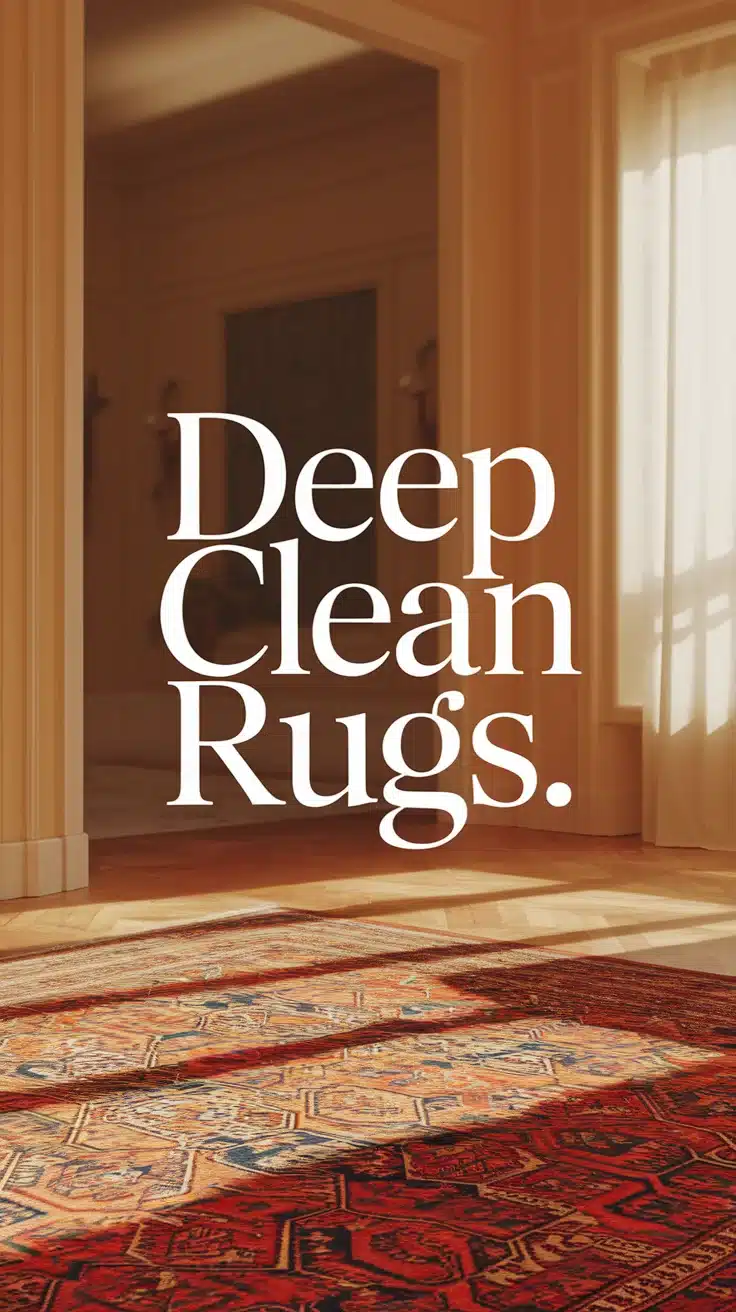 A beautifully patterned area rug in a well-lit room, illustrating the concept of deep cleaning rugs without a machine.