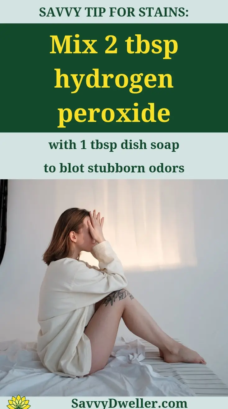 Mix hydrogen peroxide and dish soap to deodorize a smelly mattress.