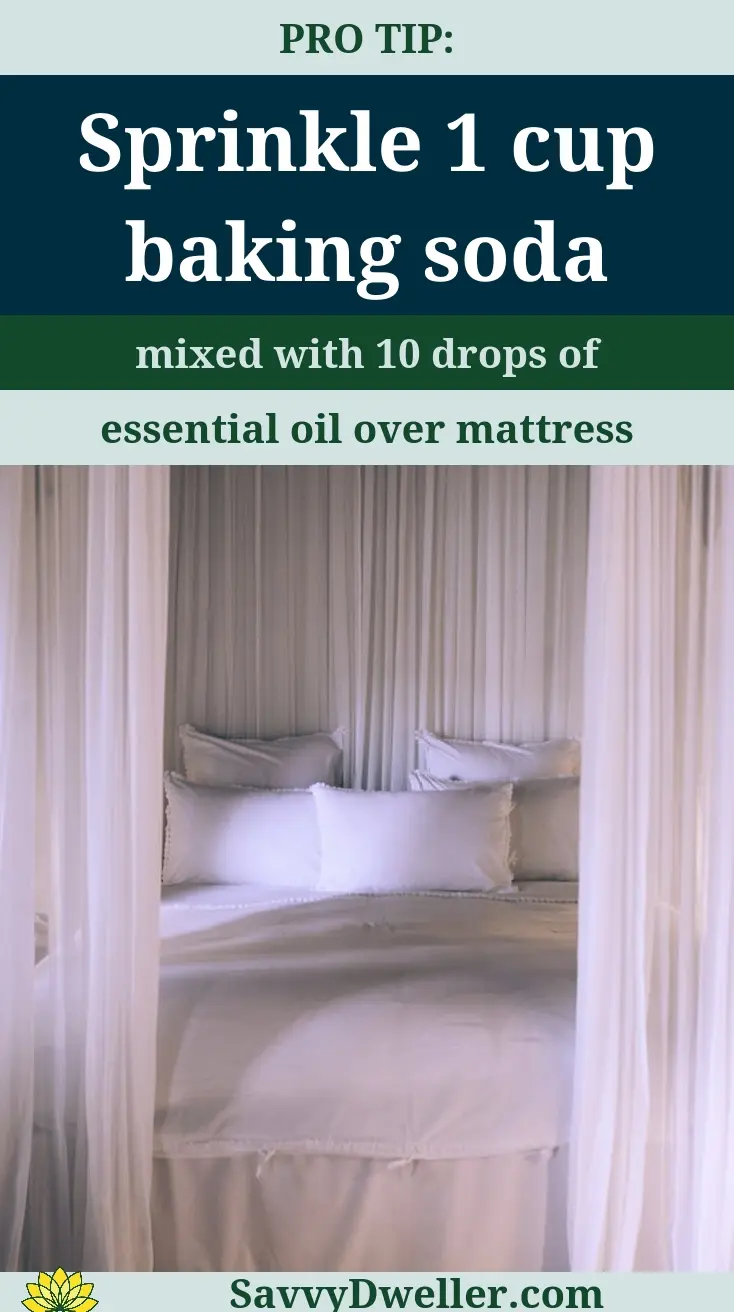 A clean mattress with baking soda and essential oils for deodorizing