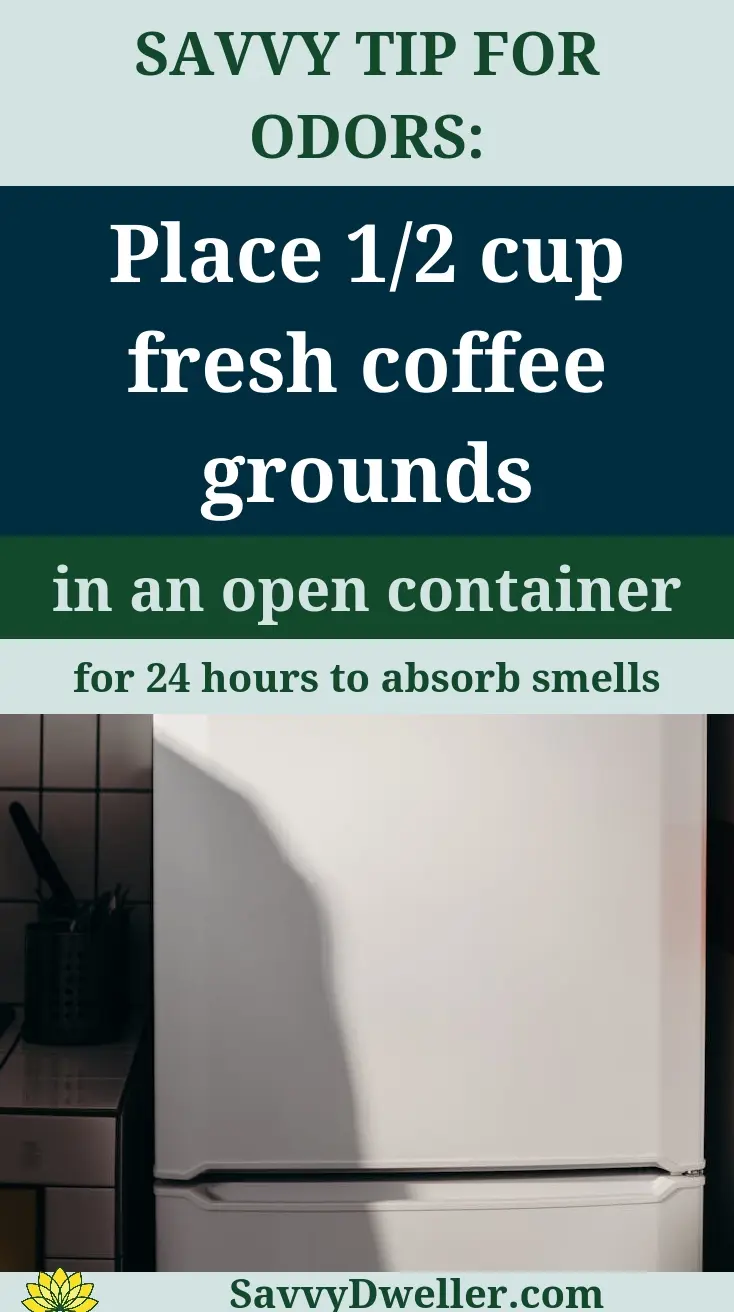 Fresh coffee grounds absorb odors in refrigerator for deep cleaning