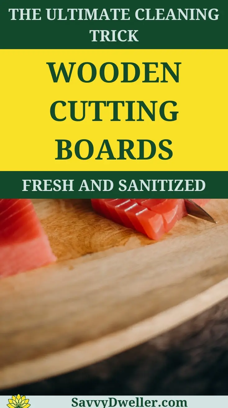 A wooden cutting board being cleaned and deodorized for better hygiene.