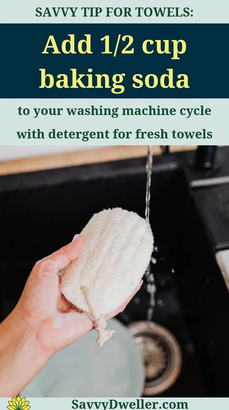 Using baking soda in the washing machine for fresh dish towels and sponges