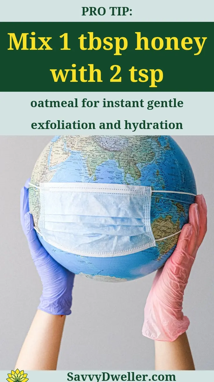 Hands holding a globe with a mask, emphasizing natural DIY face masks for glowing skin.