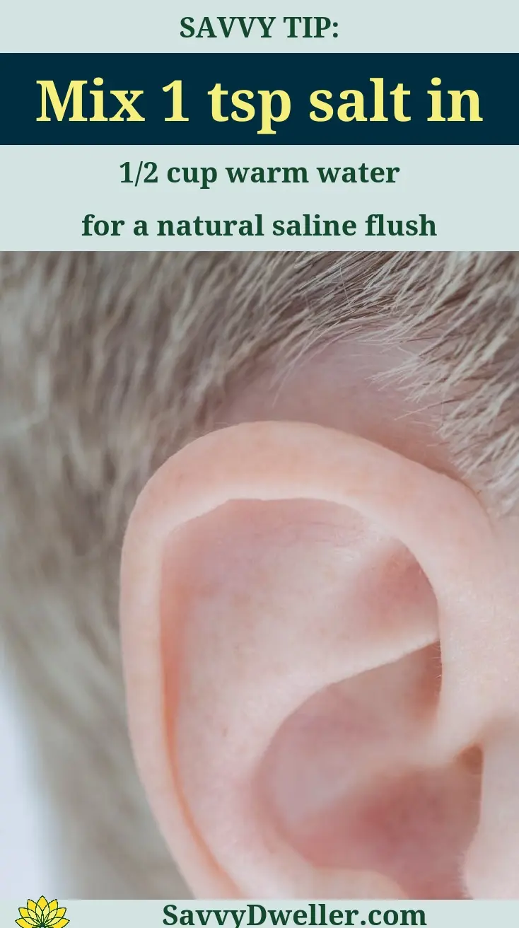 Ear and saline solution preparation for ear wax removal