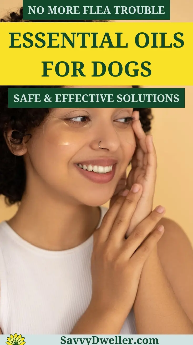 Woman using essential oils for repelling fleas on dogs