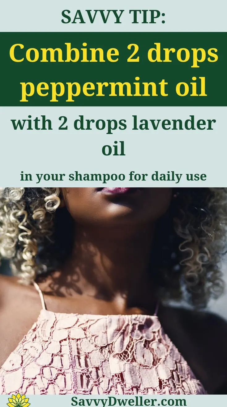 A graphic showing a hair care tip with essential oils for promoting hair growth