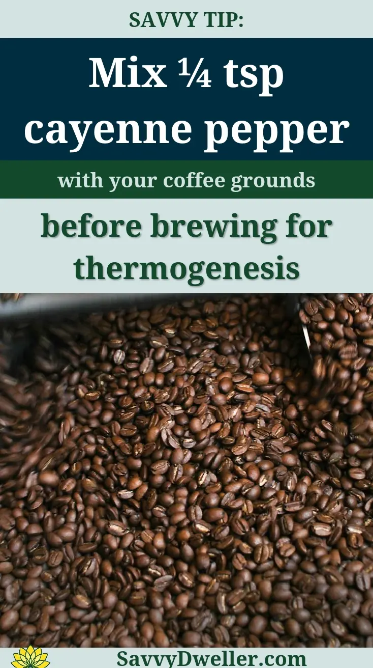 Cayenne pepper mixed with coffee grounds for fat burning
