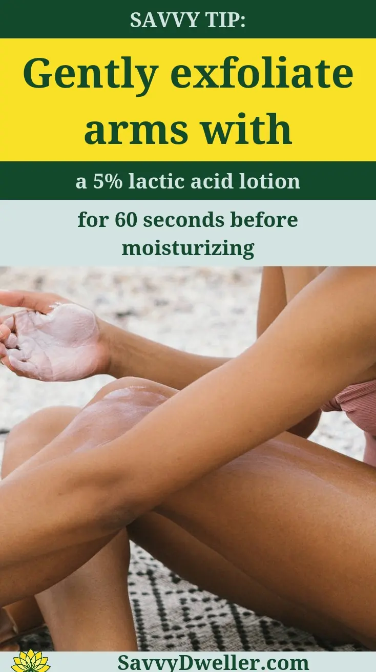 Image showing a technique to gently exfoliate arms for keratosis pilaris treatment