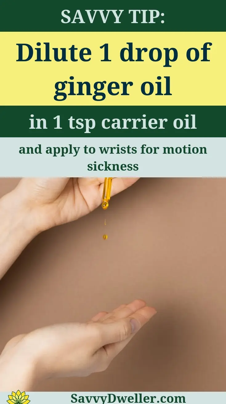 Person dripping ginger oil for nausea relief, related to essential oils for nausea and upset stomach