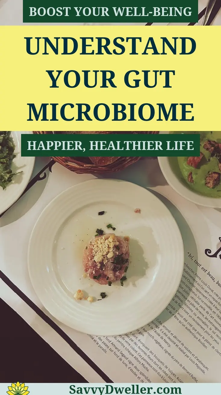 A healthy meal promoting gut microbiome health with various dishes.