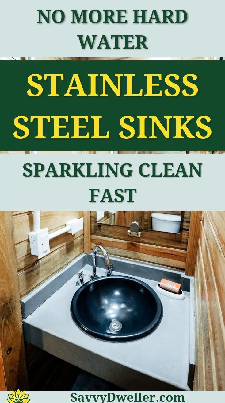 Stainless steel sink with no hard water stains, showcasing effective cleaning methods.