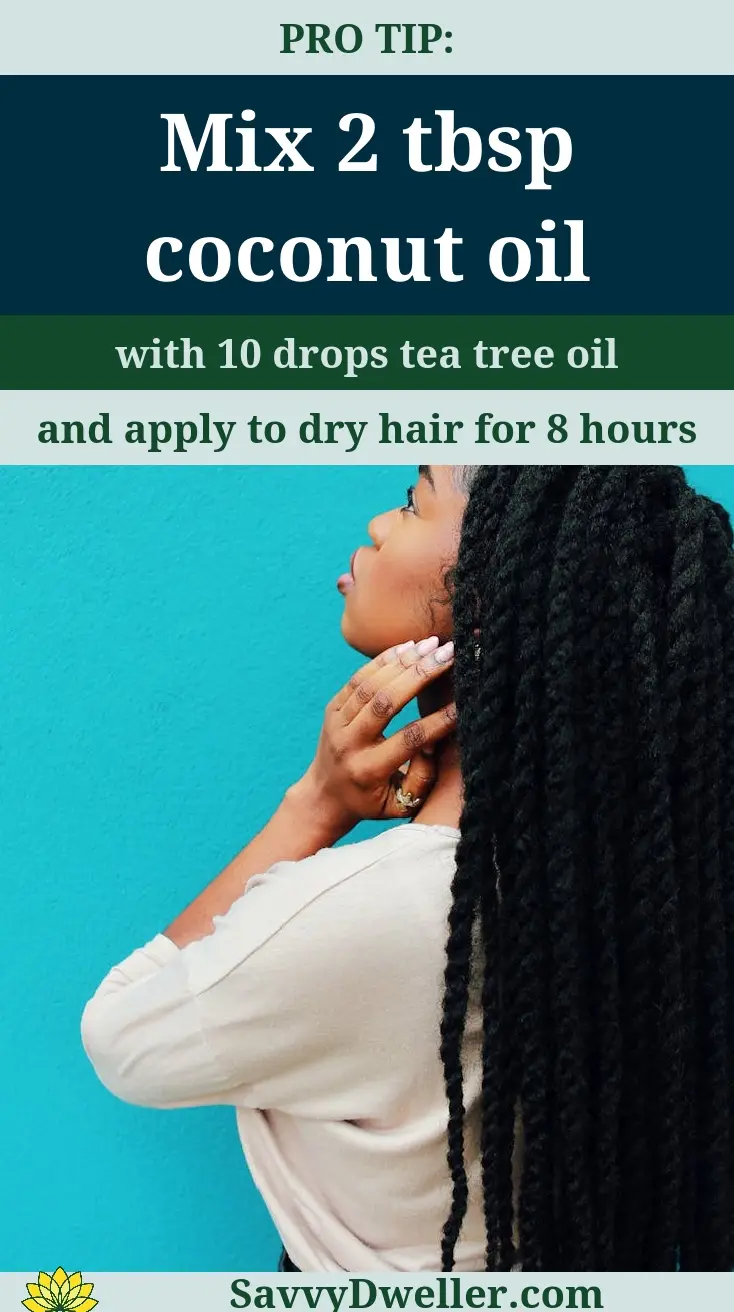 Parent applying coconut oil and tea tree oil mixture for head lice treatment.