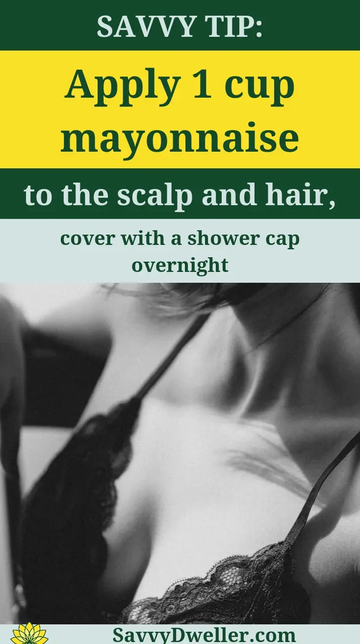 Natural home remedy for head lice featuring mayonnaise application.