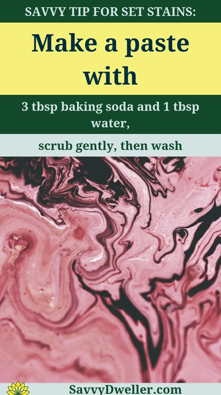 DIY paste for cleaning kitchen cabinets made with baking soda and water.