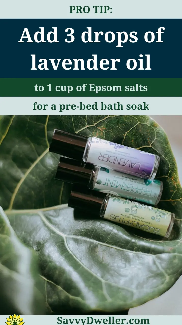 Lavender oil bottles on a leaf, a natural remedy for relief from hot flashes