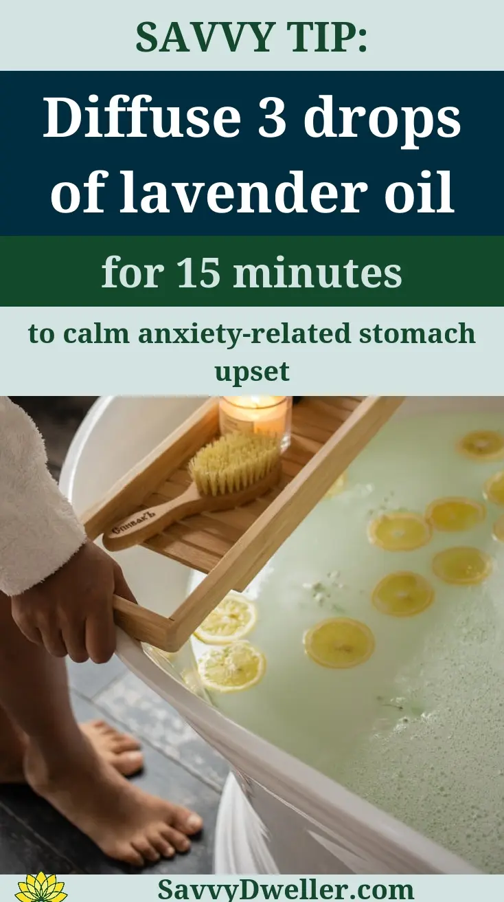 A calming atmosphere with lavender oil to alleviate nausea and upset stomach