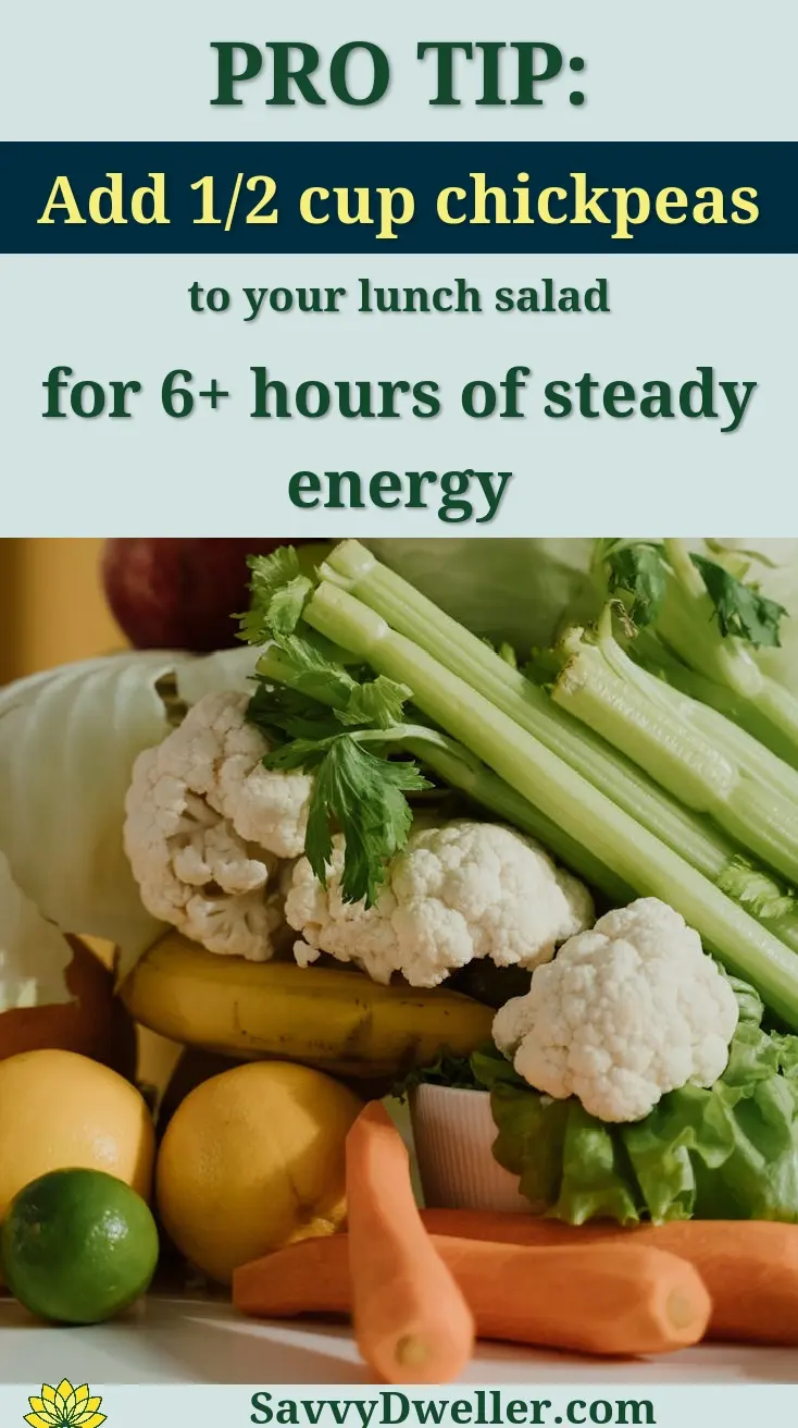Chickpeas in a salad for low-glycemic energy