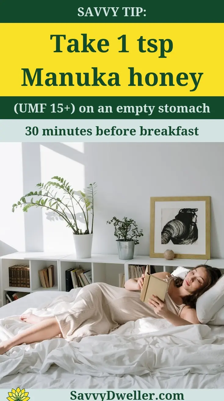 Woman taking Manuka honey for H. Pylori remedy