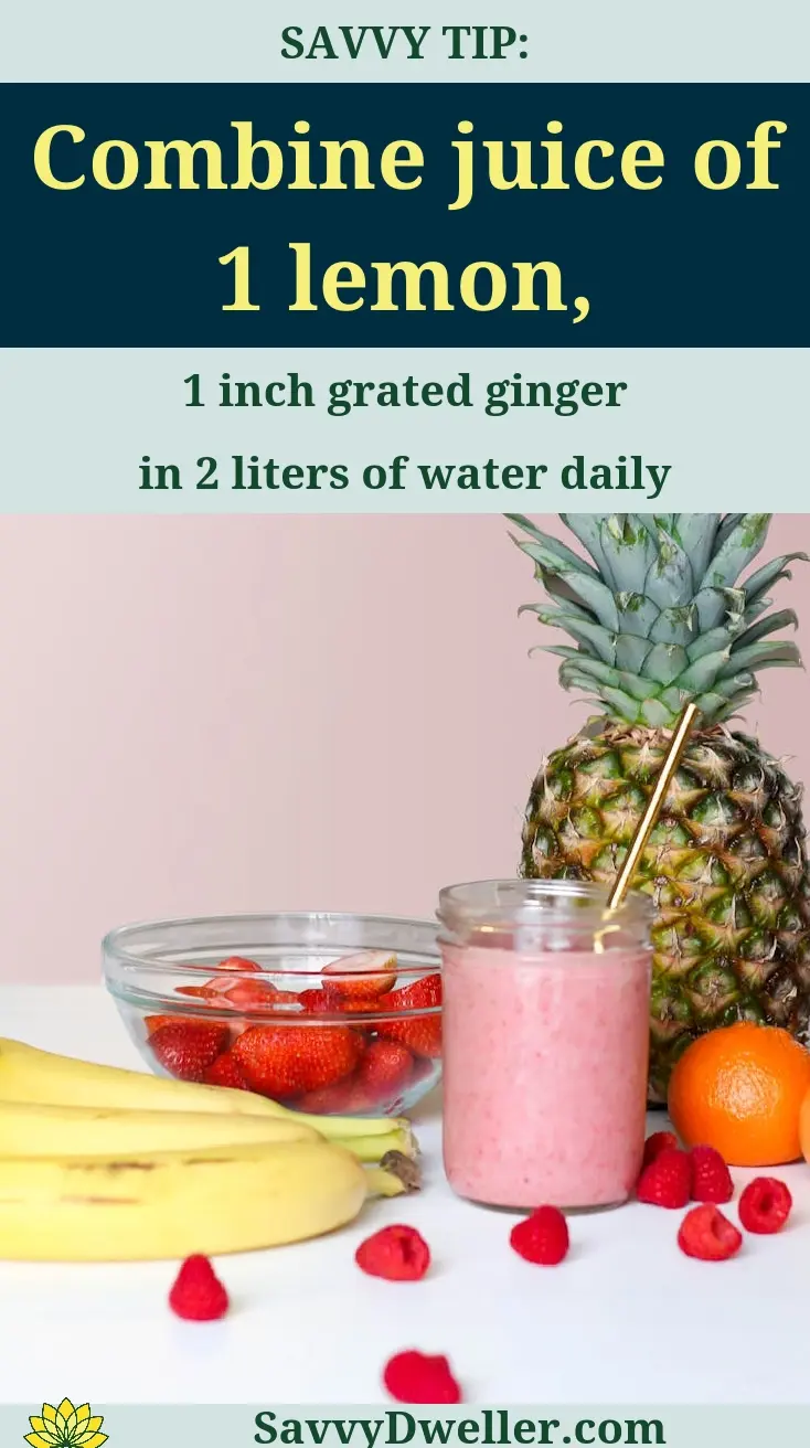 Lemon juice, ginger, and fruits for a natural colon cleanse