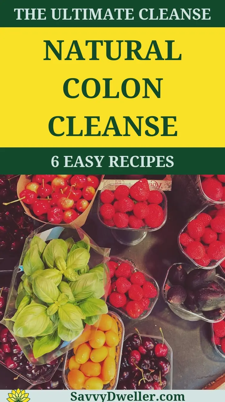 A variety of fresh fruits and herbs for a natural colon cleanse.