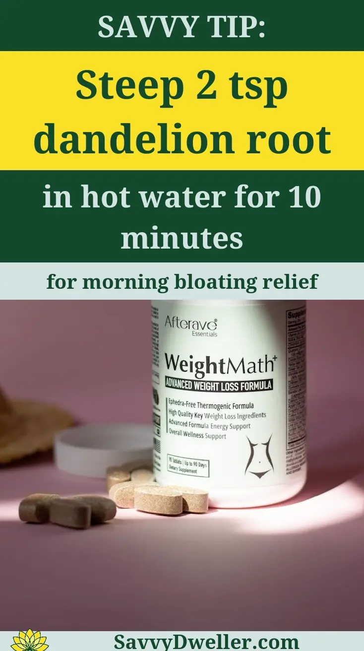 Dandelion root and supplement for natural diuretic to reduce water retention and bloating