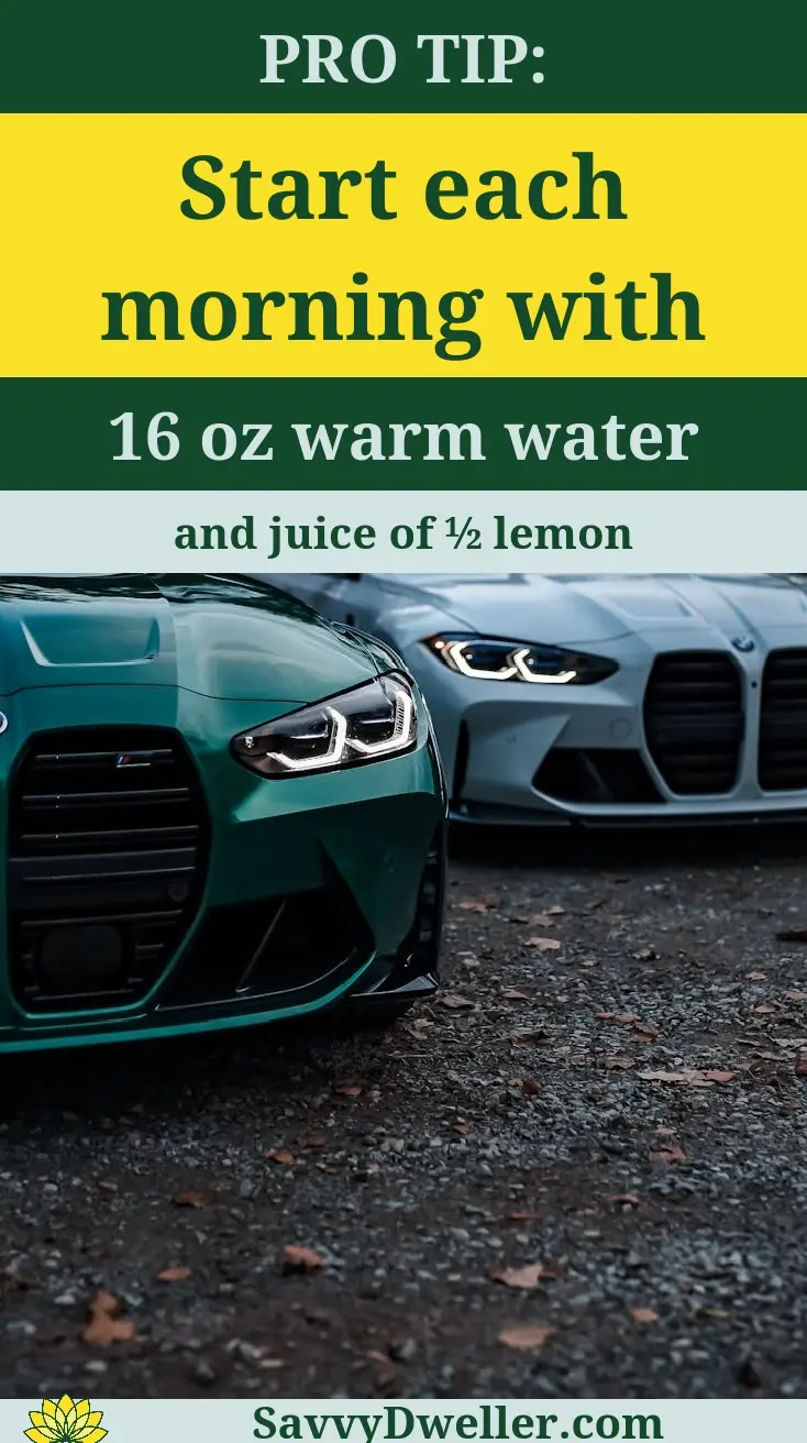 Pro tip for a natural kidney cleanse: start each morning with warm water and lemon juice for better health.