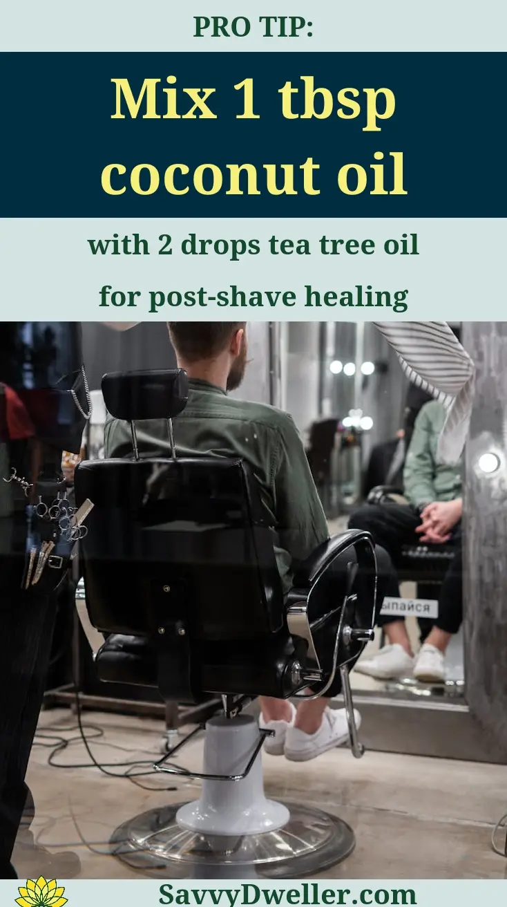 Coconut oil and tea tree oil mix for soothing razor burn and bumps
