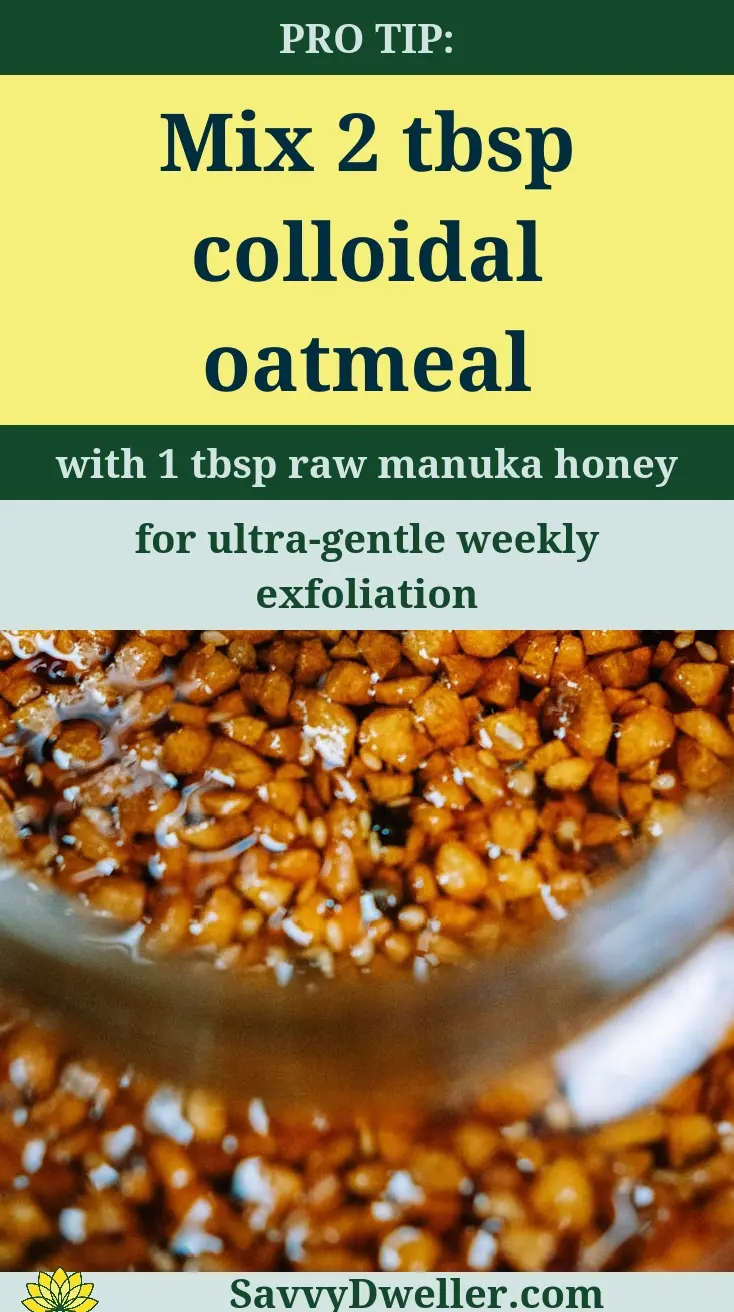 Mixing oatmeal and honey for a soothing scrub for sensitive skin
