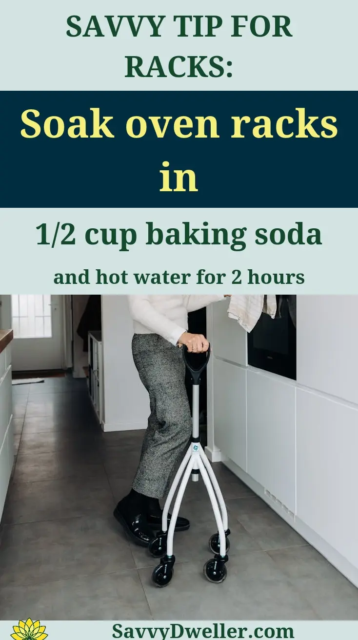 Soak oven racks in baking soda and hot water for effective cleaning