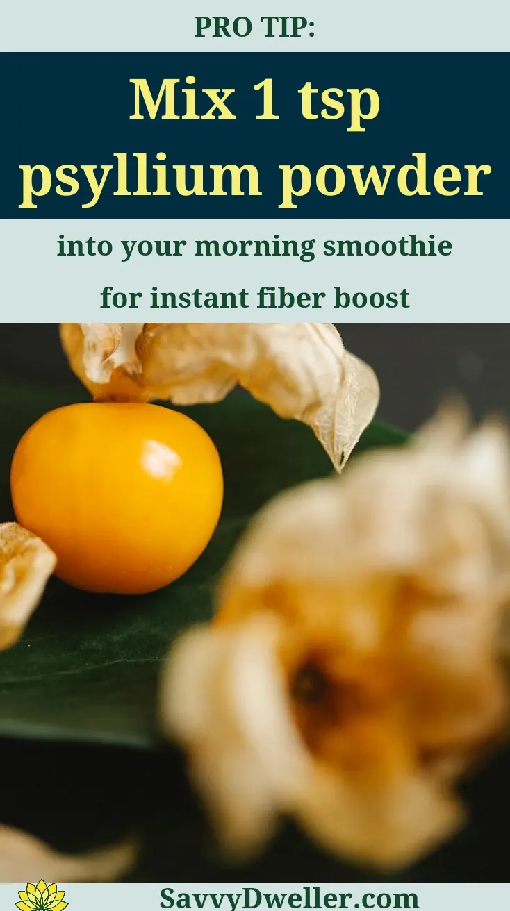 Psyllium husk powder mixed in a smoothie for health benefits
