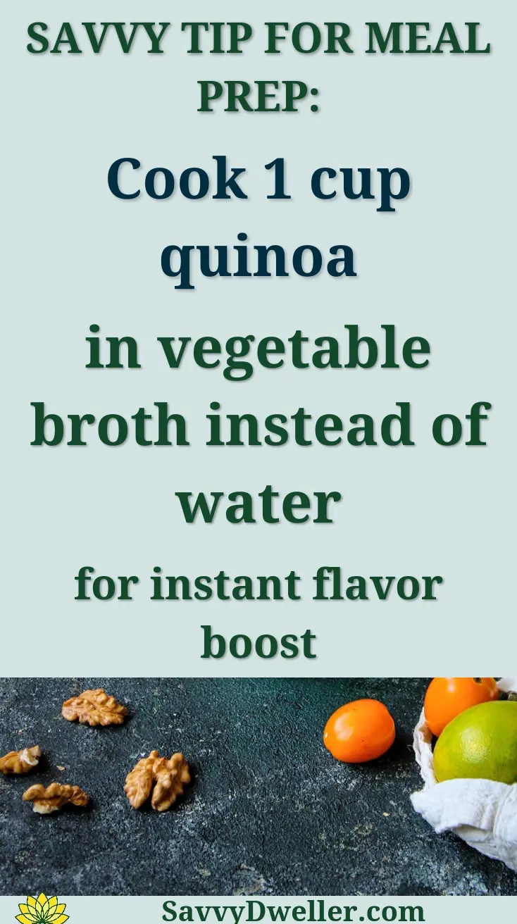 Delicious autumn salad with quinoa, pumpkin, walnuts, and fresh produce on a rustic table.