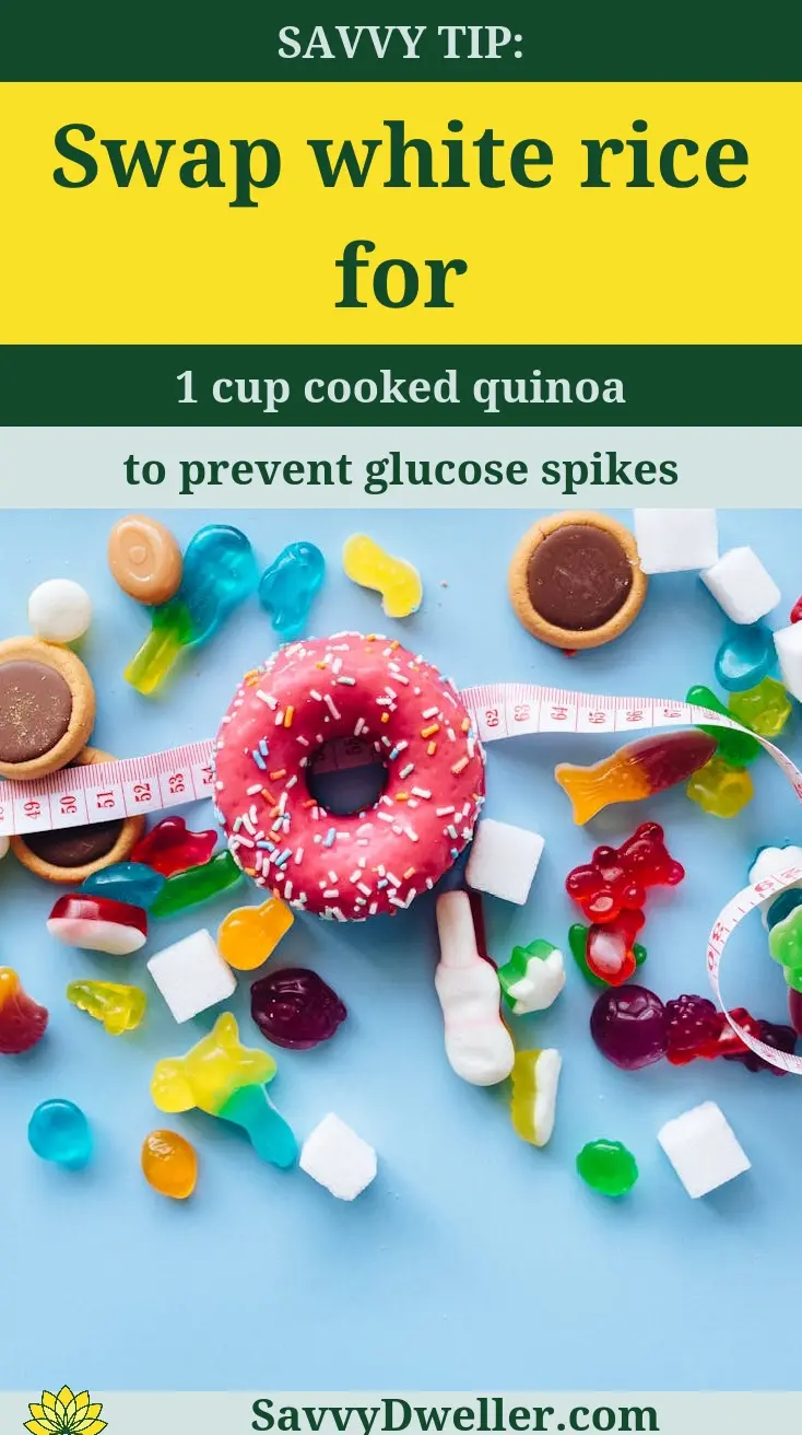 Colorful foods and quinoa to manage diabetes and stabilize blood sugar levels.