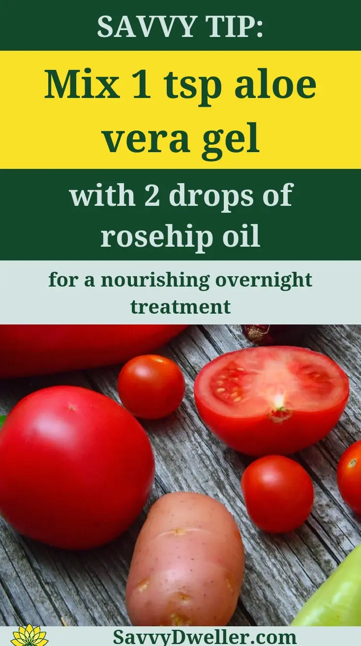 Natural remedy for under-eye wrinkles using aloe vera gel and rosehip oil.