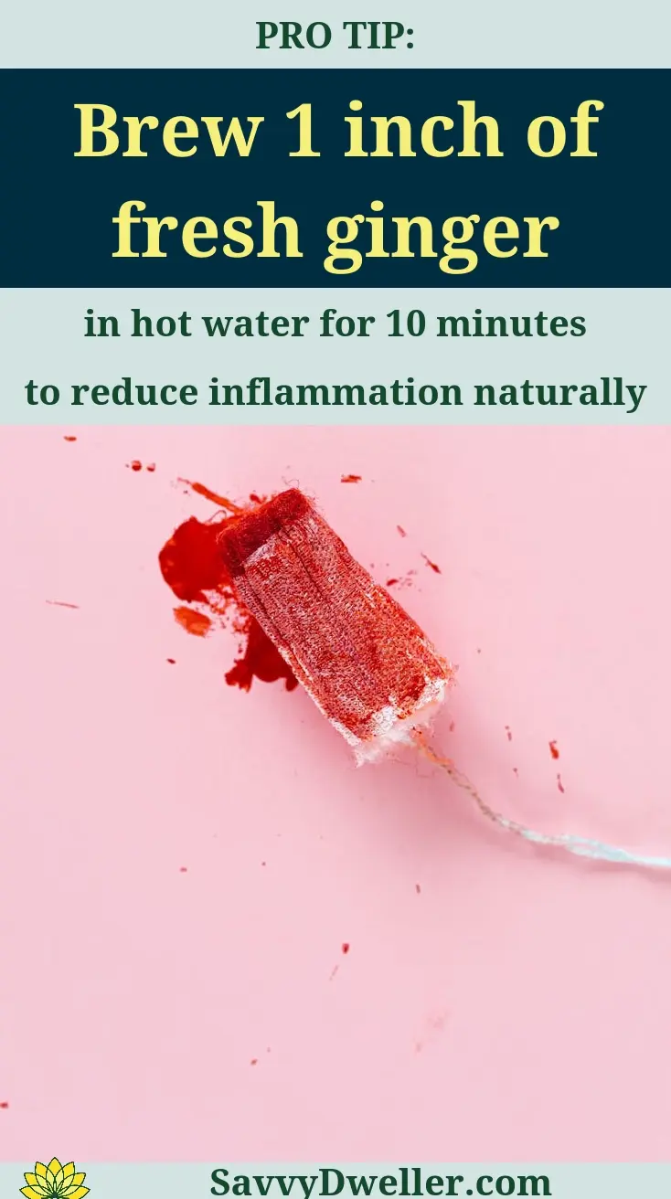 Fresh ginger tea bag for relieving menstrual cramps naturally