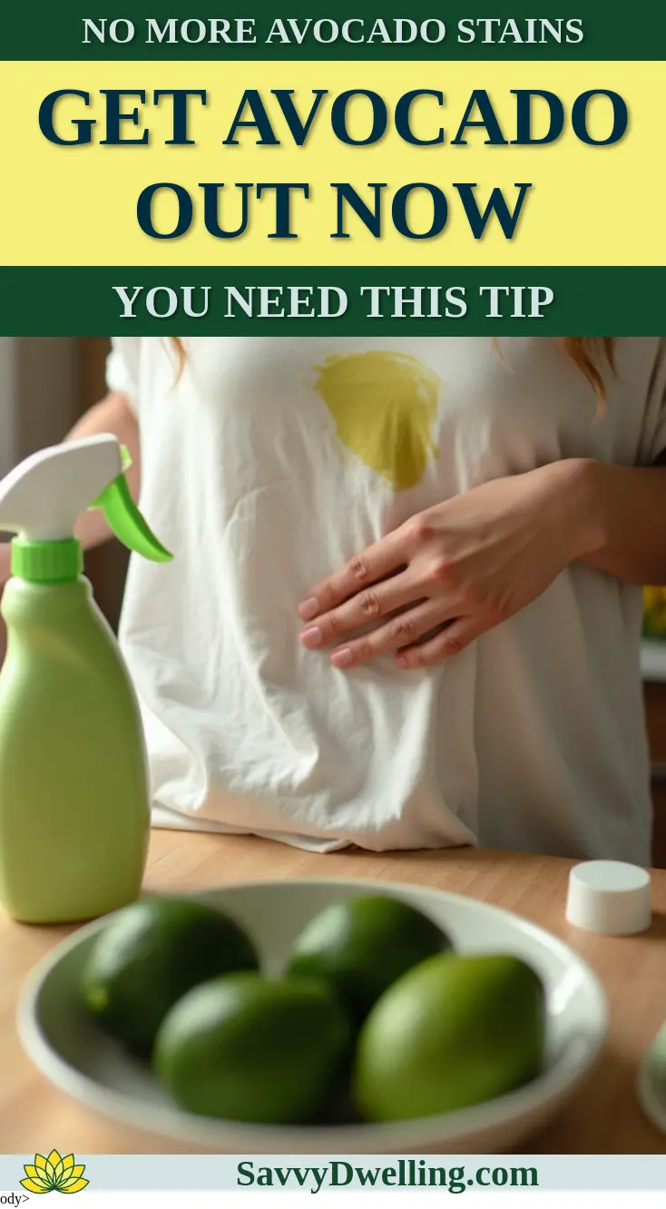 A person using a spray bottle on a shirt stained with avocado, with limes in the foreground.
