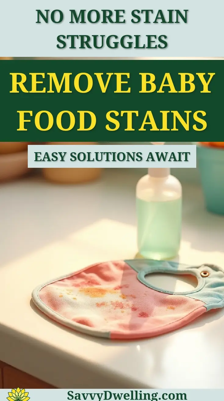 Baby bib with food stains and cleaning supplies for effective stain removal