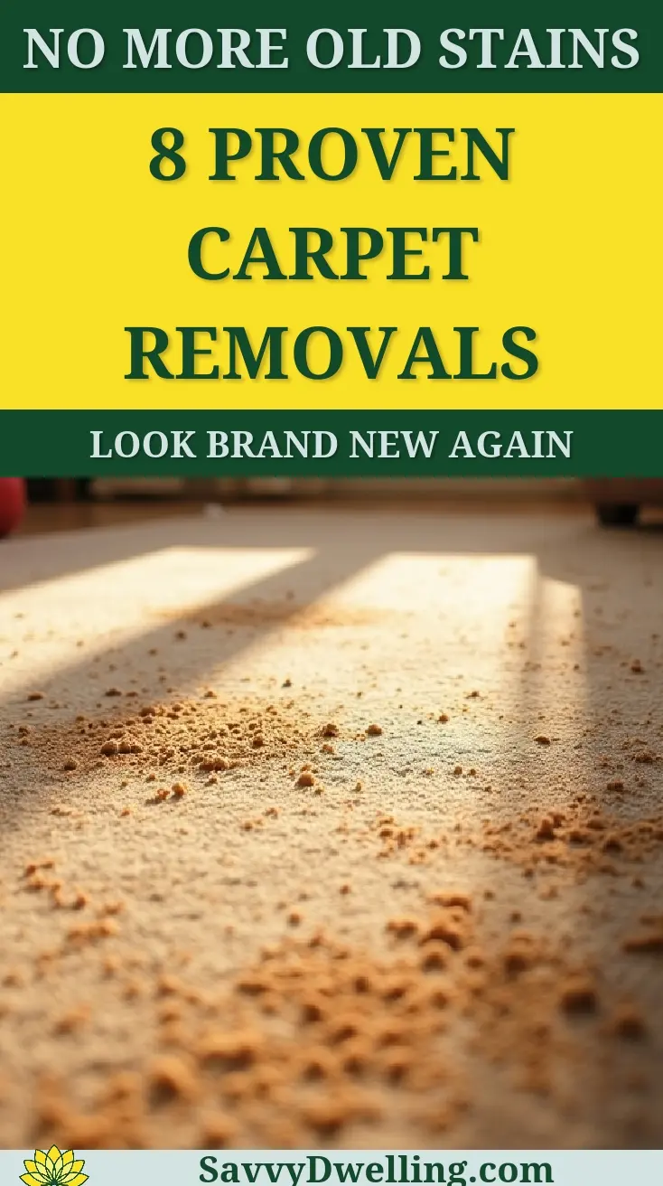 A carpet showing old stains with sunlight casting shadows, representing proven ways to remove carpet stains.